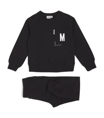 Moschino Kids' Cotton Logo Tracksuit In Black