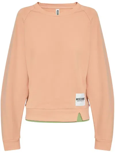 Moschino Logo Patch Sweatshirt In Pink