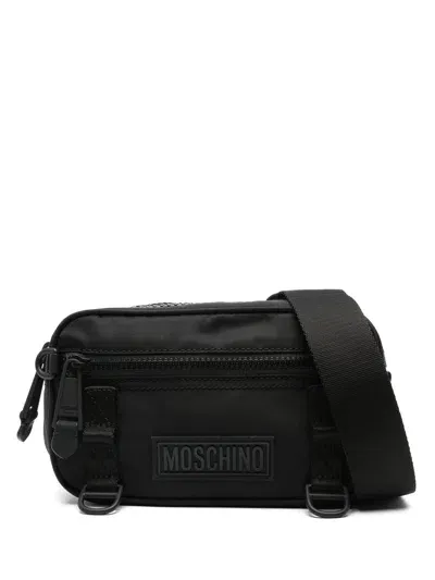 Moschino Couture Logo-patch Adjustable Waist Strap Handbag In Black