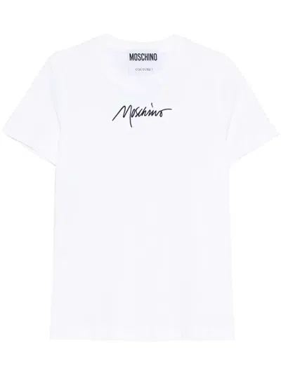 Moschino Couture Moschino T-shirt With Embroidered Logo In White