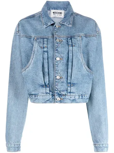 Moschino Cropped Denim Jacket In Blue