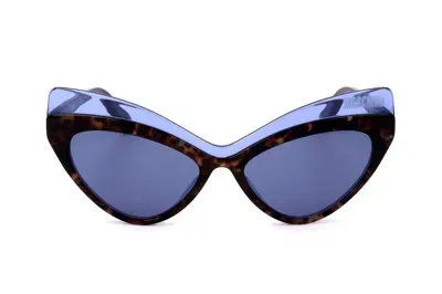 Moschino Double Cat-eye Frame Tinted Sunglasses In Ipr/ku Havana Blue