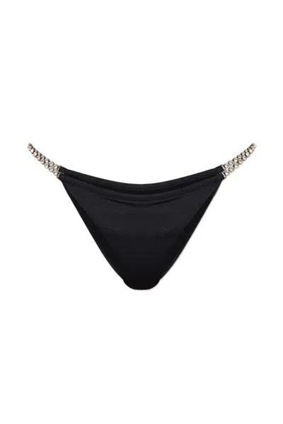 Moschino Embellished Strap Bikini Bottom In Black