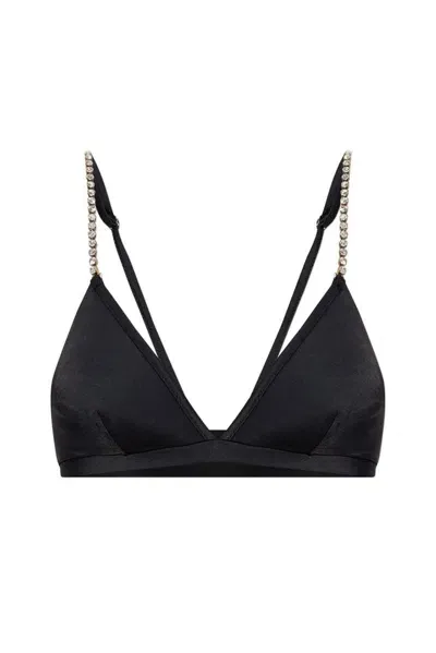 Moschino Embellished Strap Triangle Swimsuit Top In Black