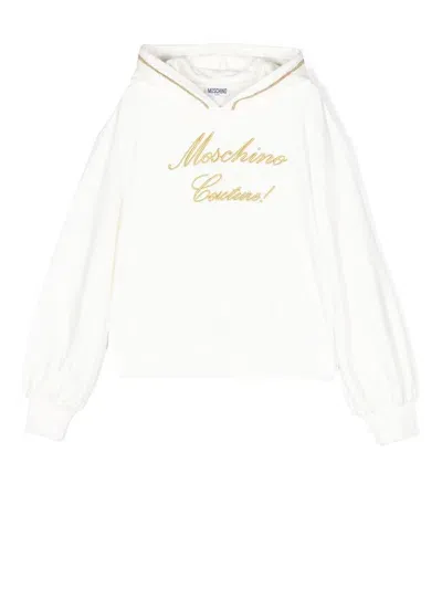 Moschino Embroidered-logo Hoodie In 白色