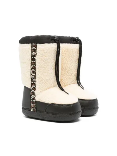 Moschino Kids' Faux-shearling Snow Boots In Neutrals