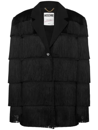 Moschino Fringed Single-breasted Blazer In Black