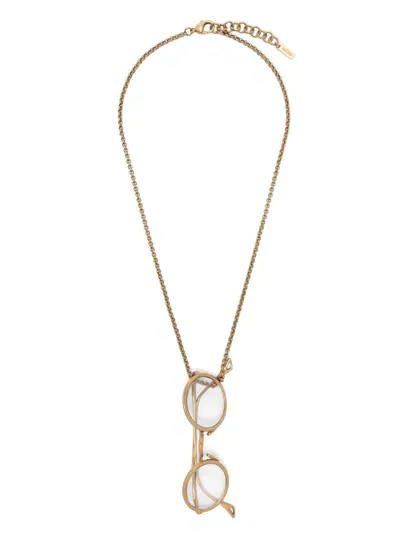 Moschino Glasses-pendant Necklace In Gold