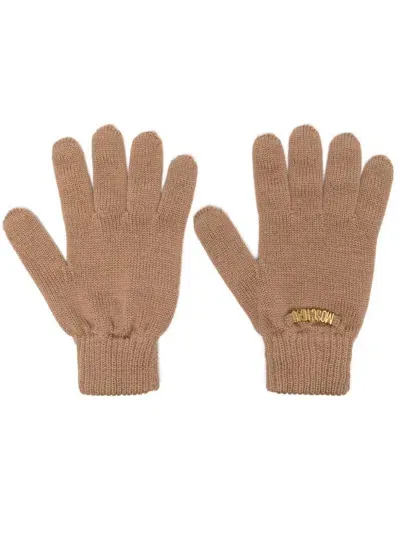 Moschino Gloves In Brown