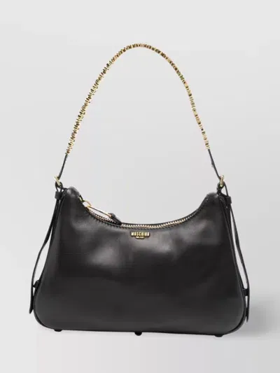 Moschino Grain Smooth Shoulder Bag In Black