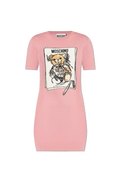 Moschino Graphic Intarsia Dress In Pink