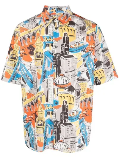 Moschino Graphic-print Short-sleeved Shirt In Grey