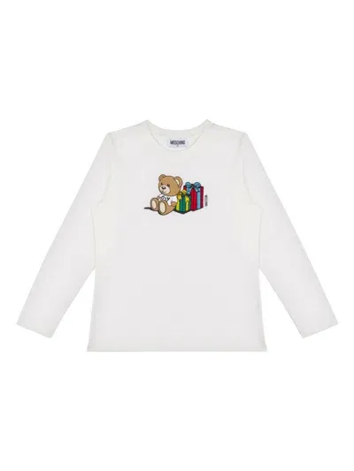 Moschino Kids' Graphic Print Sweater In White