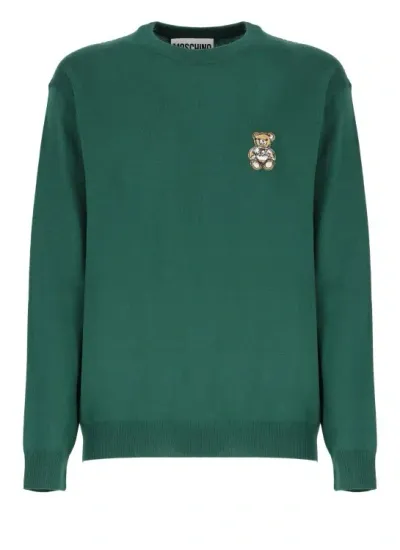 Moschino Embroidery Bear Sweater In Green