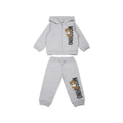 Moschino Baby Set Teddy Bear Aus Hoodie Und Jogginghose Aus Jersey In Grey