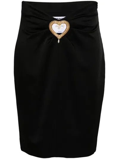 Moschino Heart Cut-out Mini Skirt In Black