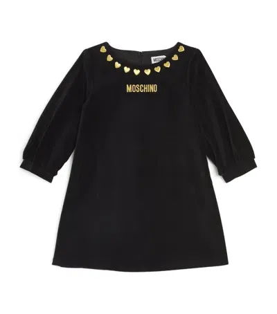 Moschino Kids' Heart-embroidered Dress In Black