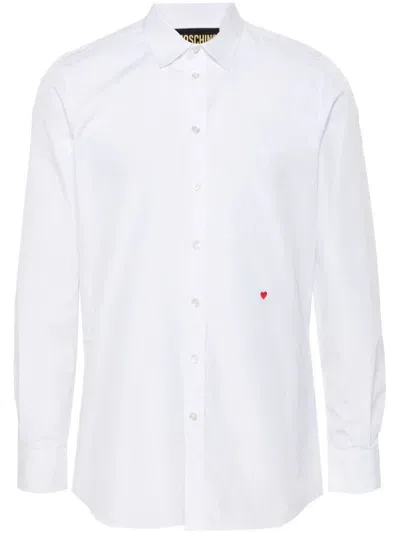 Moschino Heart Embroidery Shirt In White