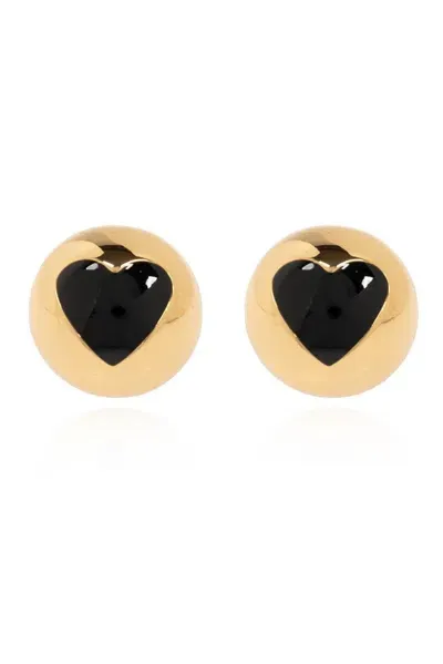 Moschino Heart Motif Clip Earrings In Gold