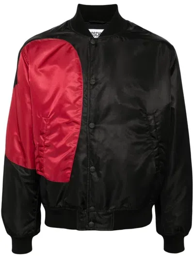 Moschino Heart Shape Panel Bomber Jacket In Black