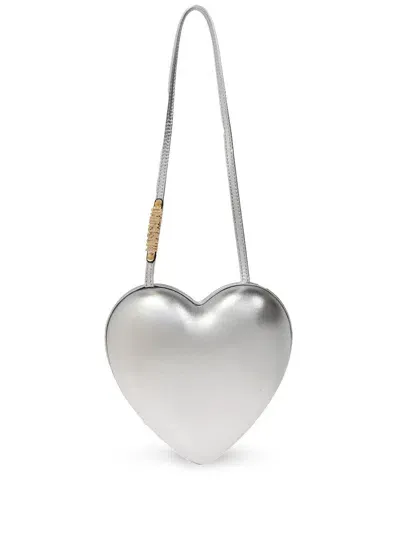 Moschino Heart-shaped Shoulder Bag In Silver