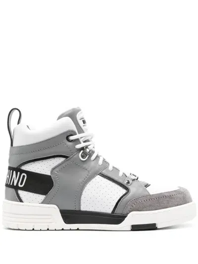 Moschino Panelled High-top Sneakers In White