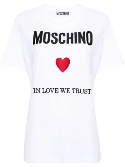 Moschino Cotton Jersey Logo T-shirt In White