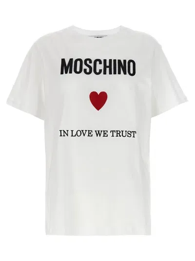 Moschino In Love We Trust T-shirt In Bianco