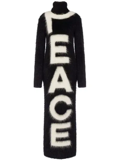 Moschino Intarsia-knit Virgin-wool Blend Dress In Black