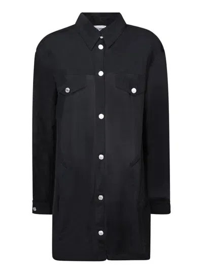 Moschino Jeans Drop Shoulder Sheer Shirt In Black