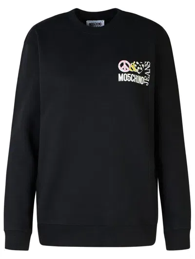 Moschino Jeans Logo Printed Crewneck Sweatshirt In Black