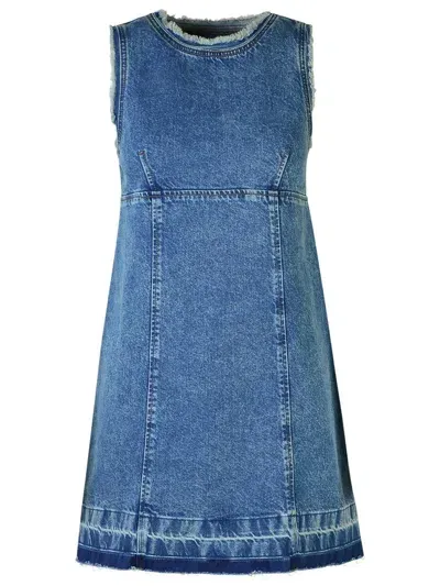 Moschino Jeans Sleeveless Denim Mini Dress In Blue