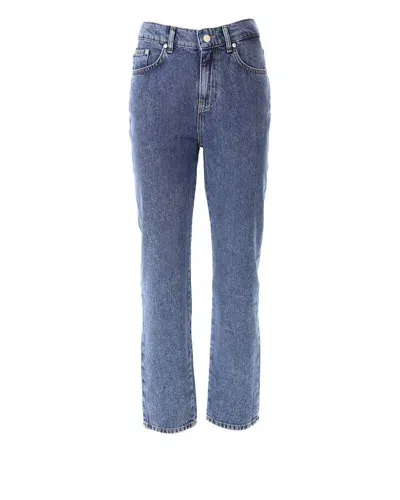 Moschino Jeans Straight Leg Washed Denim Jeans In Blue