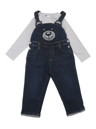 Moschino Kid Kids' Shirt + Dungarees In Gray