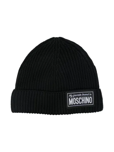 Moschino Kids Berretto Con Applicazione In Nero