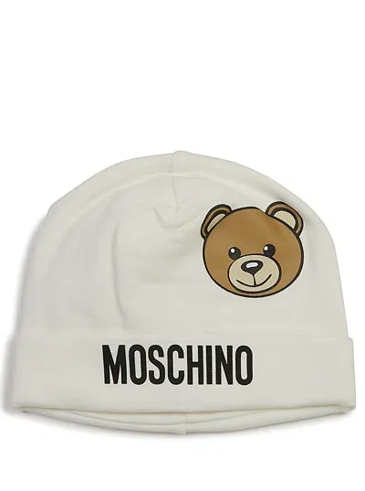 Moschino Kids Berretto Con Stampa Teddy Bear In White