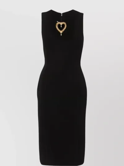 Moschino Heart-detail Midi Dress In Black