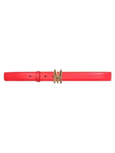 Moschino Leather Belt In Red