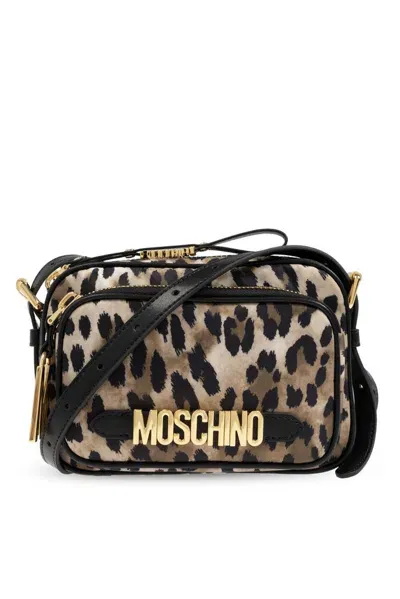 Moschino Leopard Printed Zipped Shoulder Bag In Multi