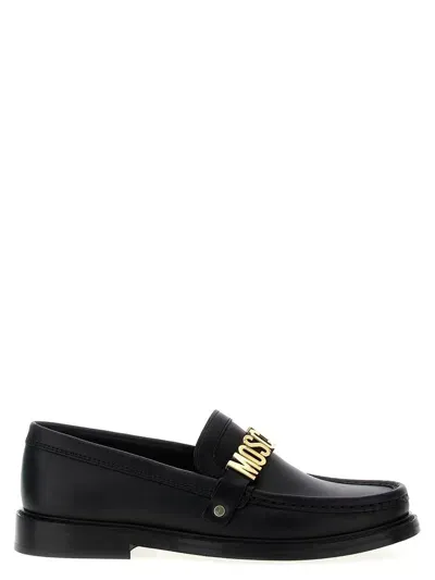 Moschino Lettering Loafers In Black