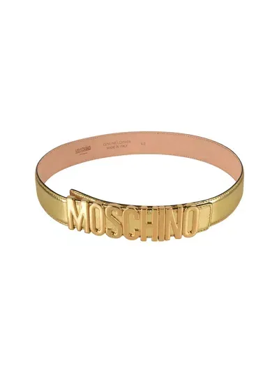 Moschino Lettering Logo Belt In Neutral