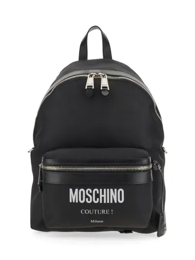 Moschino Logo Backpack In Black