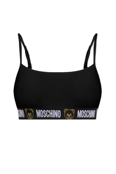 Moschino Logo Band Bra In Black