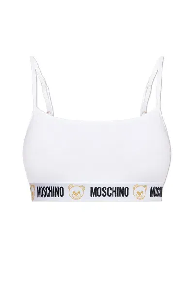 Moschino Logo Band Bra In White