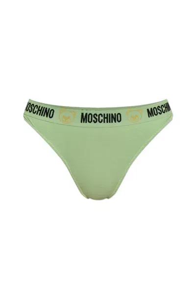 Moschino Logo Band Thongs In Green