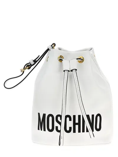 Moschino Logo Bucket Bag In White