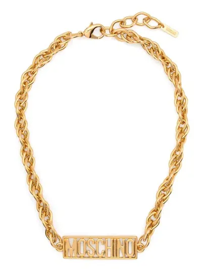 Moschino Logo Chain Necklace In Gold