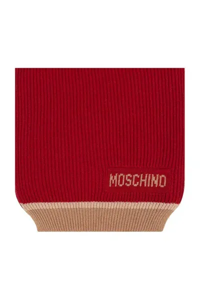 Moschino Logo Detailed Ribbed Scarf In Multi