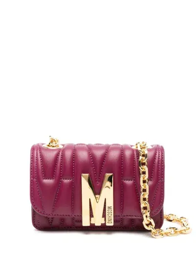 Moschino Logo-embossed Shoulder Bag In Purple