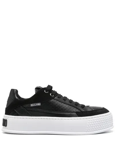 Moschino Logo-embossed Sneakers In Black